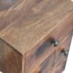 Harper Multi Drawer Bedside Table | Solid Mango Wood | Honey Caramel Finish | 4 Drawer Storage