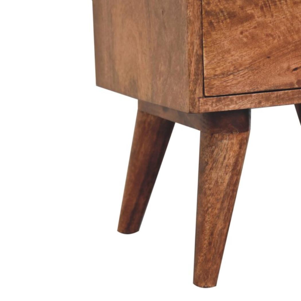 Harper Multi Drawer Bedside Table | Solid Mango Wood | Honey Caramel Finish | 4 Drawer Storage