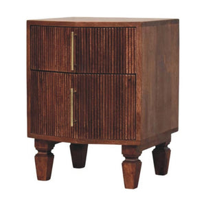 Harper Nightstand | Solid Mango Wood | Amber Oak Finish | 2 Drawer Bedside Table
