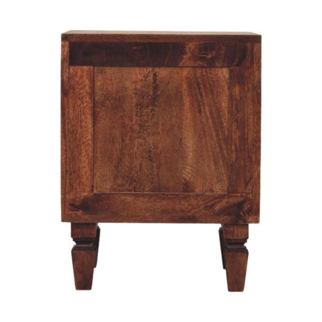 Harper Nightstand | Solid Mango Wood | Amber Oak Finish | 2 Drawer Bedside Table