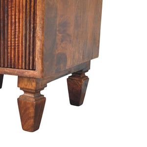 Harper Ribbed Bedside Table | Textured Storage | Chestnut Finish