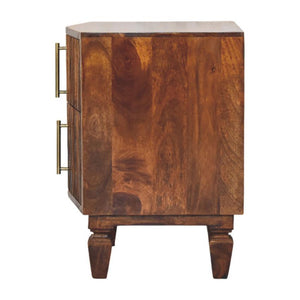 Harper Ribbed Bedside Table | Textured Storage | Chestnut Finish