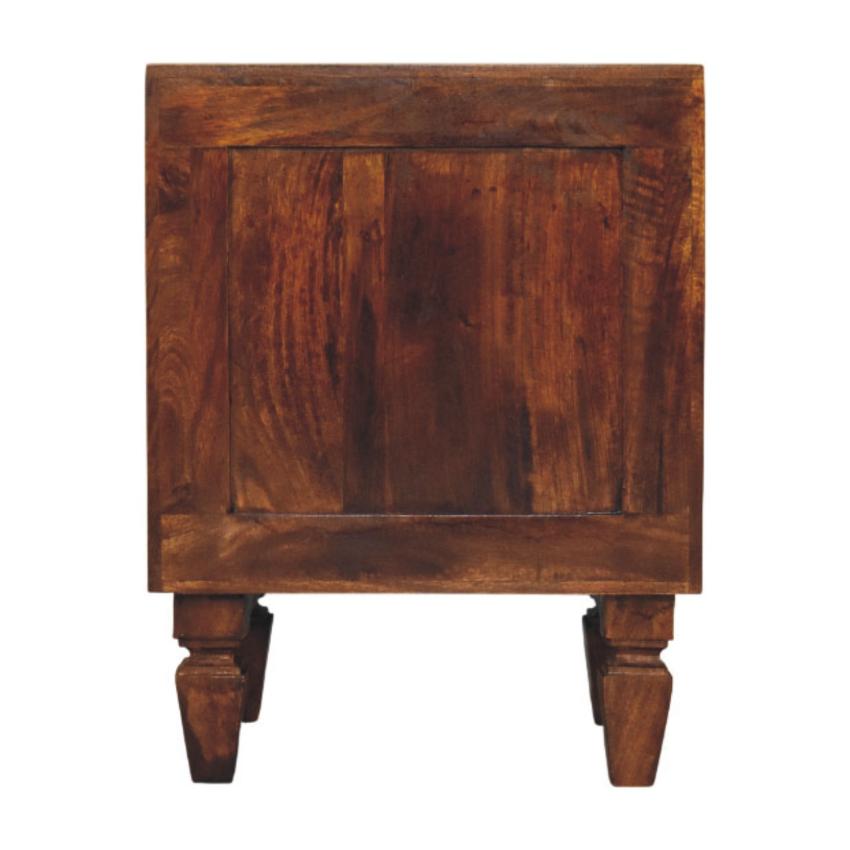 Harper Ribbed Bedside Table | Textured Storage | Chestnut Finish