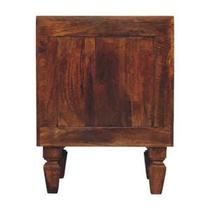 Harper Ribbed Bedside Table | Textured Storage | Chestnut Finish