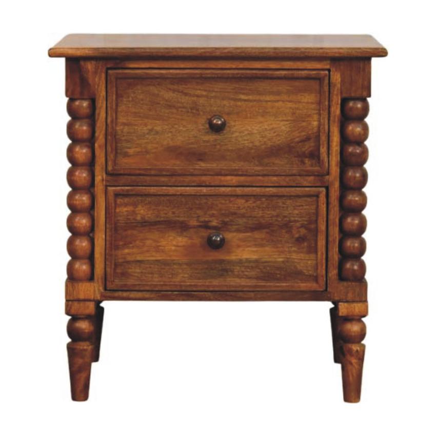 Harper Spindle Bedside Table | Timber Nightstand | Classic Bedroom Storage