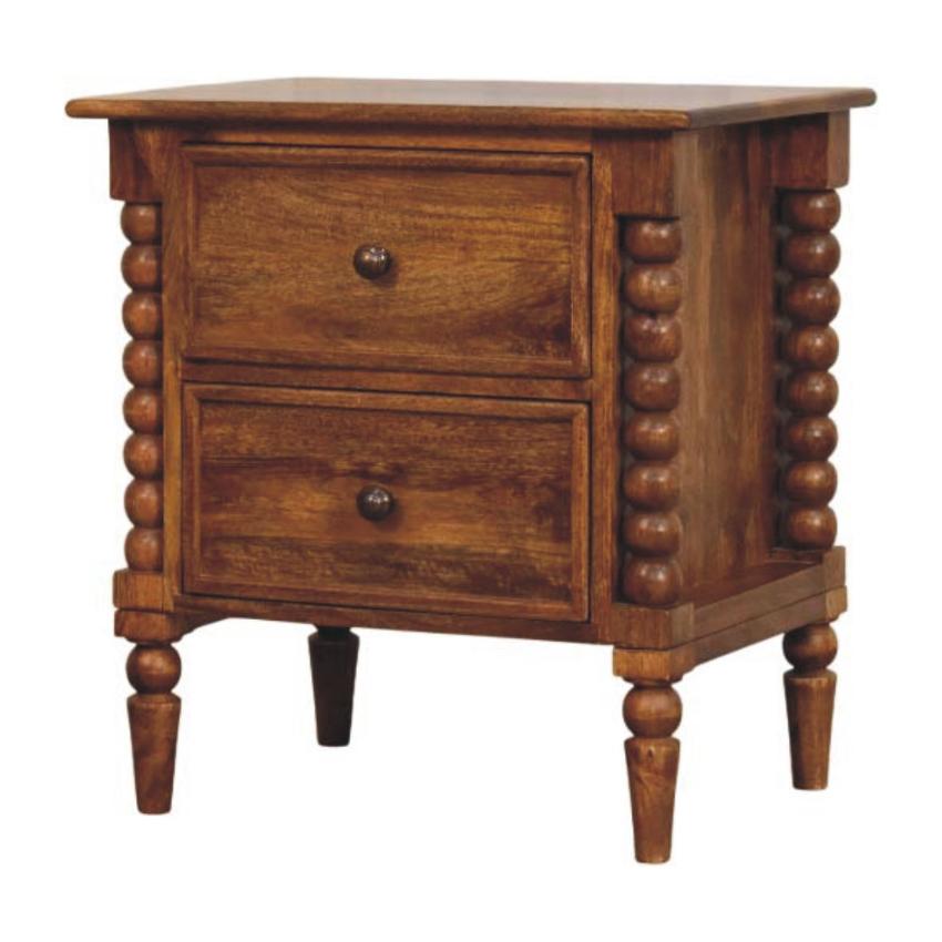 Harper Spindle Bedside Table | Timber Nightstand | Classic Bedroom Storage