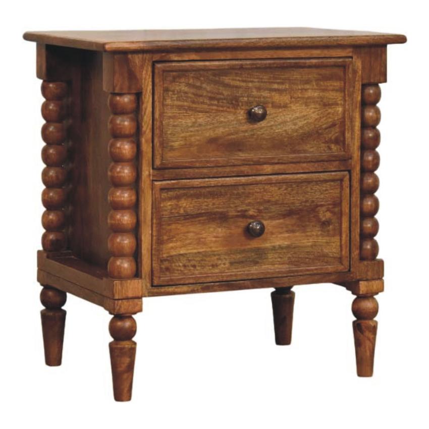 Harper Spindle Bedside Table | Timber Nightstand | Classic Bedroom Storage
