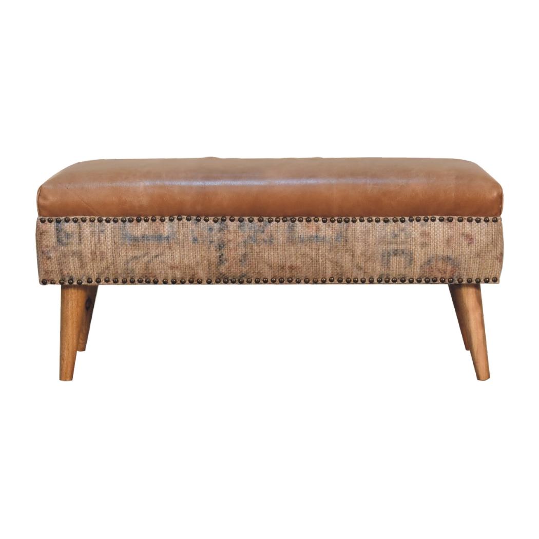 Haven Durrie Bench | Woven Textile Upholstery | Hallway & Bedroom Seating