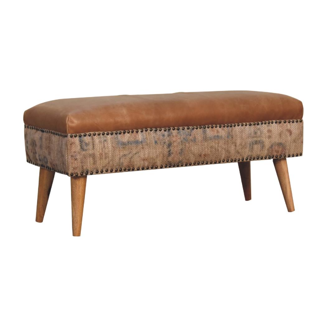 Haven Durrie Bench | Woven Textile Upholstery | Hallway & Bedroom Seating