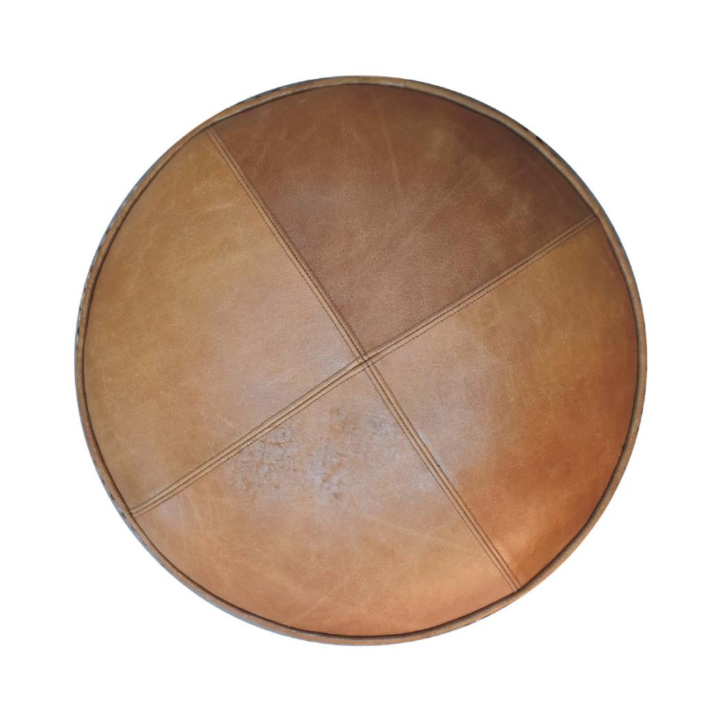 Haven Durrie Round Footstool | Woven Textile Ottoman | Soft Circular Accent