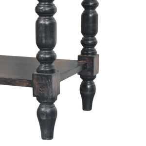 Heritage Turned-Leg Side Table | Solid Mango Wood | Carbon Ash Finish | 1 Drawer Accent Table