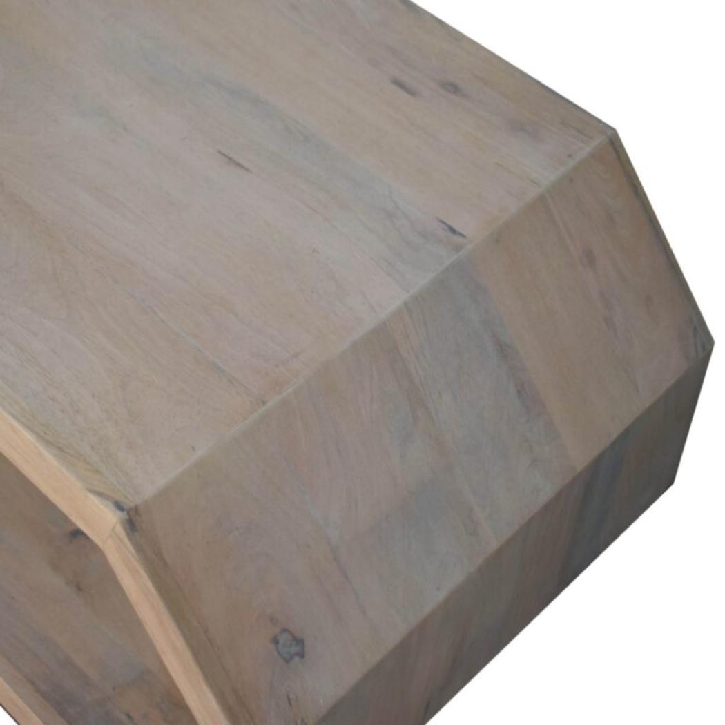Hexagonal Coffee Table | Solid Mango Wood | Marble Finish | Geometric Open Frame
