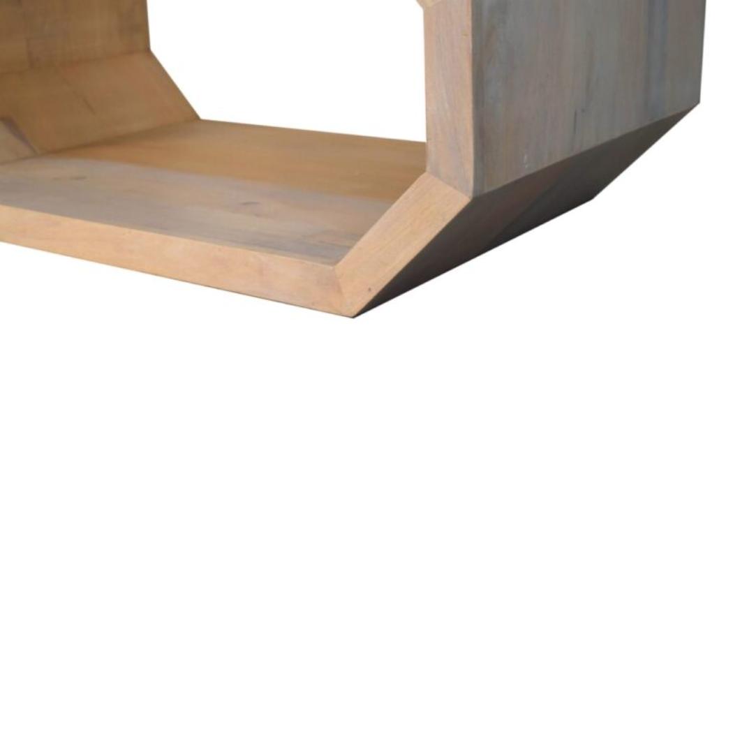 Hexagonal Coffee Table | Solid Mango Wood | Marble Finish | Geometric Open Frame