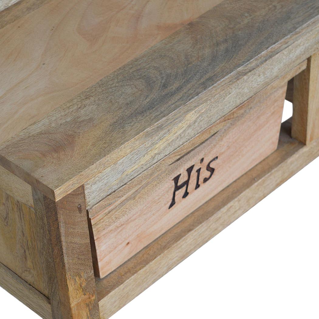 His & Hers Carved Storage Bench | Decorative Bedroom Seating | Hidden Storage
