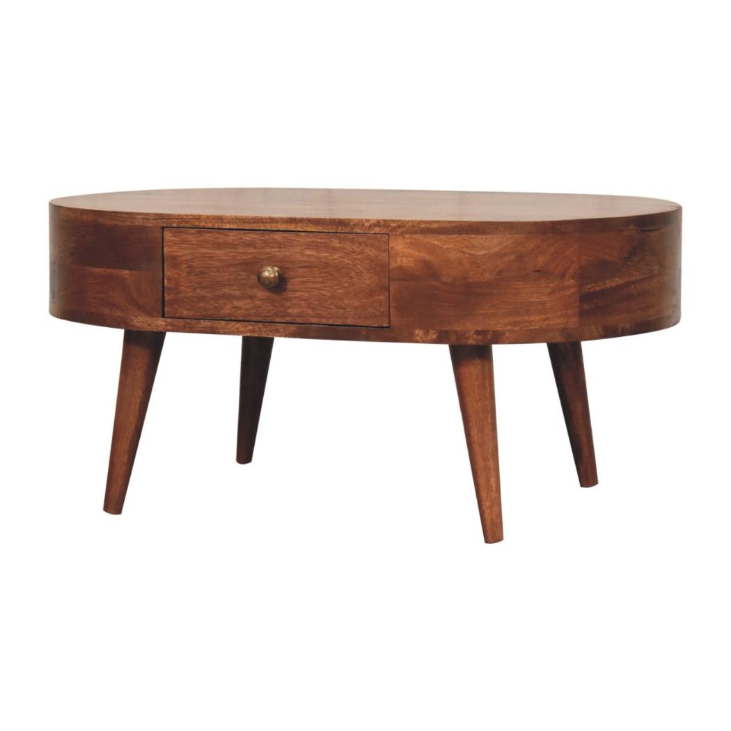 Honey Caramel Coffee Table | Solid Mango Wood | Warm Timber Finish | Minimalist Centre Table