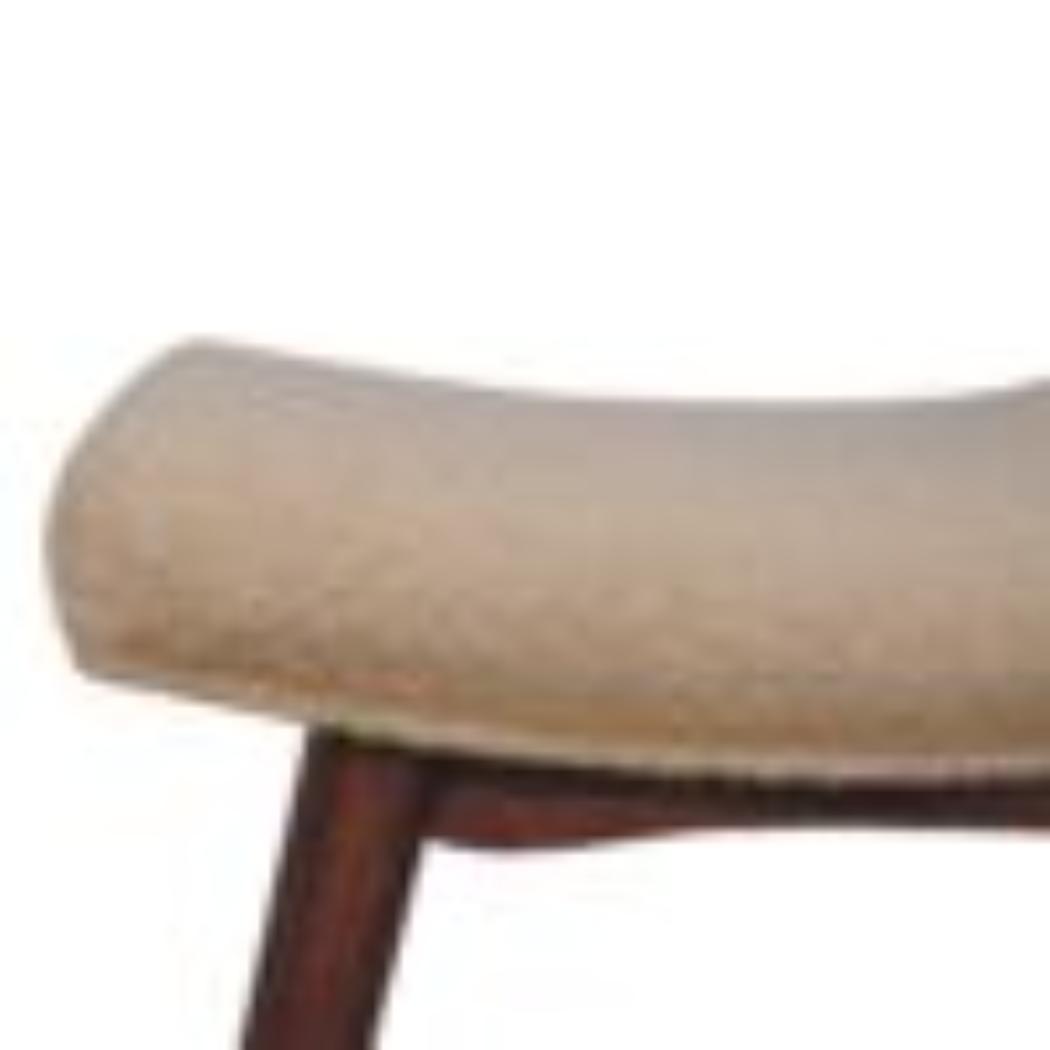Honey Caramel Curved Bench | Solid Mango Wood | Cream Bouclé Upholstered Accent Bench