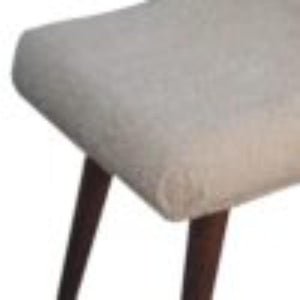 Honey Caramel Curved Bench | Solid Mango Wood | Cream Bouclé Upholstered Accent Bench