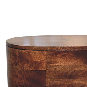 Honey Caramel Rounded Blanket Storage Box | Solid Mango Wood | Honey Caramel Finish | Lift-Up Storage Chest
