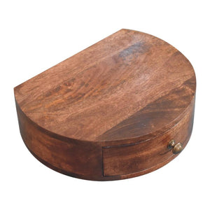 Honey Caramel Rounded Wall Mounted Bedside | Solid Mango Wood | Floating