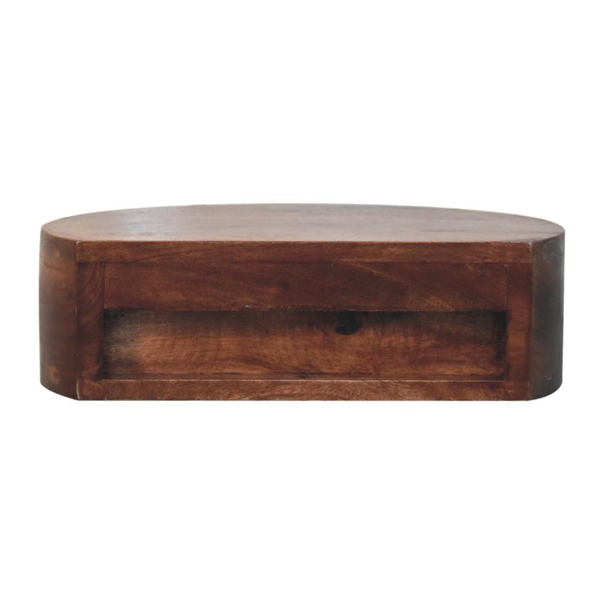 Honey Caramel Rounded Wall Mounted Bedside | Solid Mango Wood | Floating