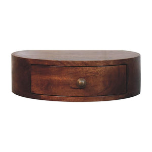 Honey Caramel Rounded Wall Mounted Bedside | Solid Mango Wood | Floating