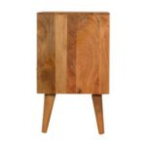 Honeycomb Bedside Table | Solid Mango Wood | Navy Blue Finish | Compact Storage