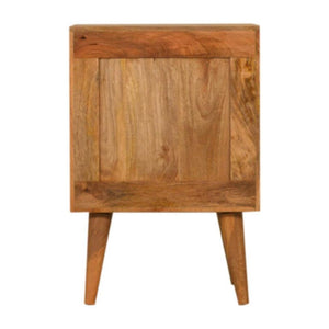 Honeycomb Bedside Table | Solid Mango Wood | Navy Blue Finish | Compact Storage
