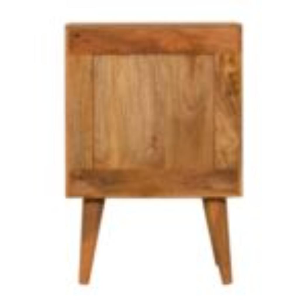 Honeycomb Bedside Table | Solid Mango Wood | Navy Blue Finish | Compact Storage