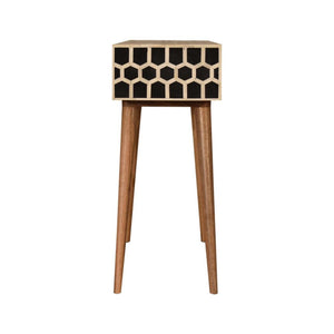 Honeycomb Bone Inlay Console Table | Solid Mango Wood | Black & Ivory Finish | 2 Drawers