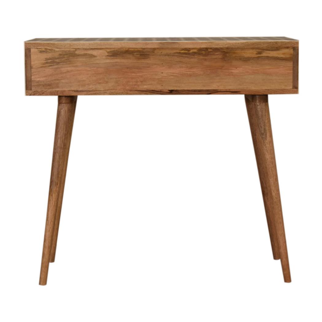 Honeycomb Bone Inlay Console Table | Solid Mango Wood | Black & Ivory Finish | 2 Drawers
