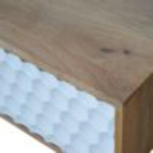 Honeycomb Carved Coffee Table | Textured Design | Living Room Centrepiece