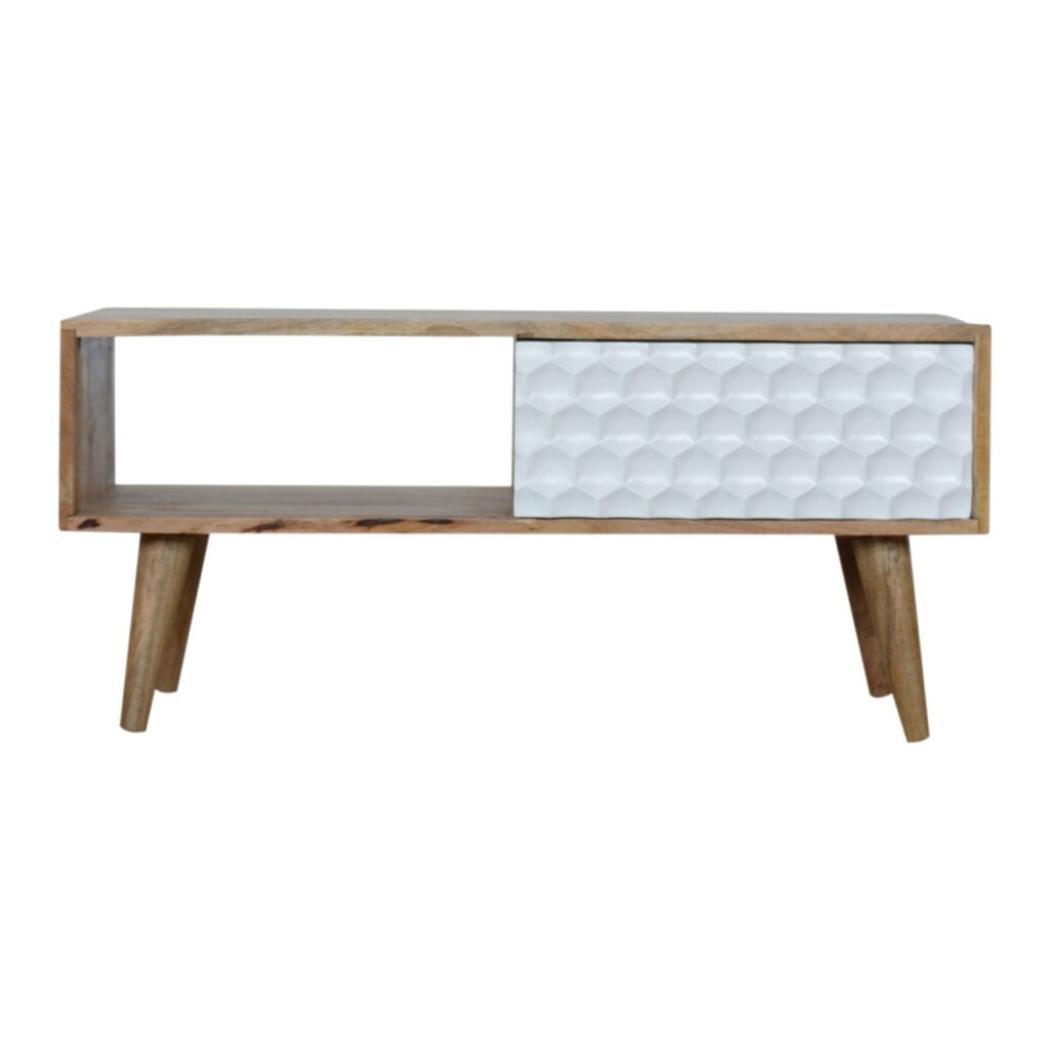 Honeycomb Carved Coffee Table | Textured Design | Living Room Centrepiece