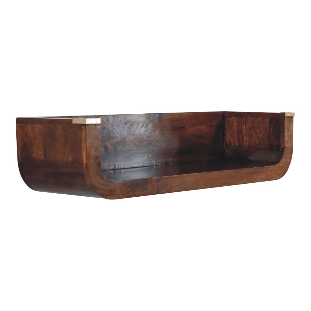 Indira Chestnut Floating Console Table | Solid Mango Wood | Wall-Mounted Hallway Shelf