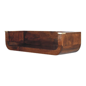 Indira Chestnut Floating Console Table | Solid Mango Wood | Wall-Mounted Hallway Shelf