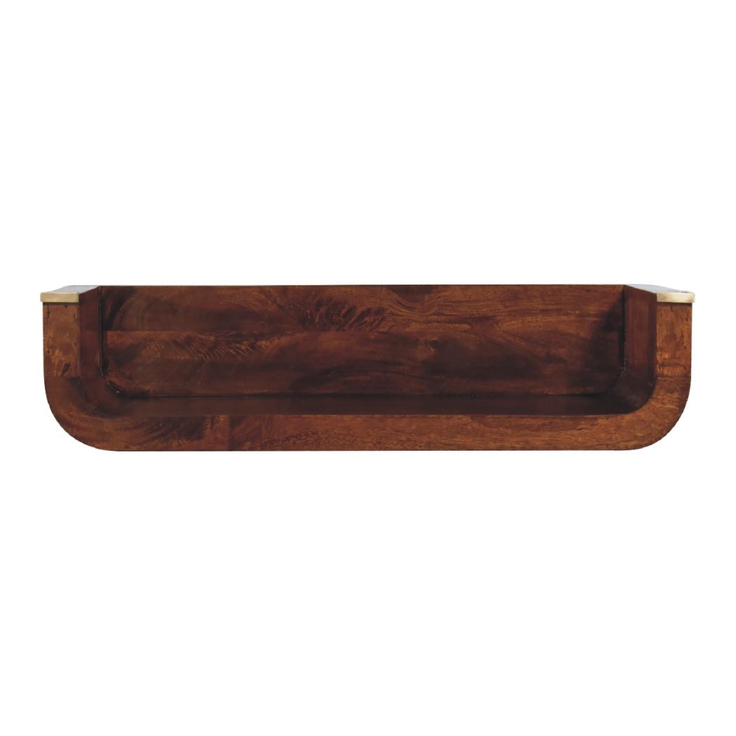 Indira Chestnut Floating Console Table | Solid Mango Wood | Wall-Mounted Hallway Shelf