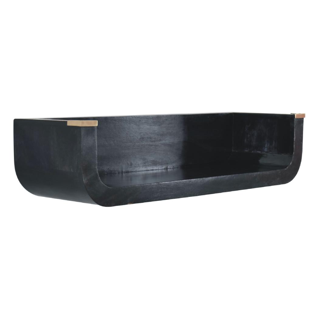 Indira Floating Console Table | Solid Mango Wood | Ash Black Finish | Wall-Mounted Entryway Shelf
