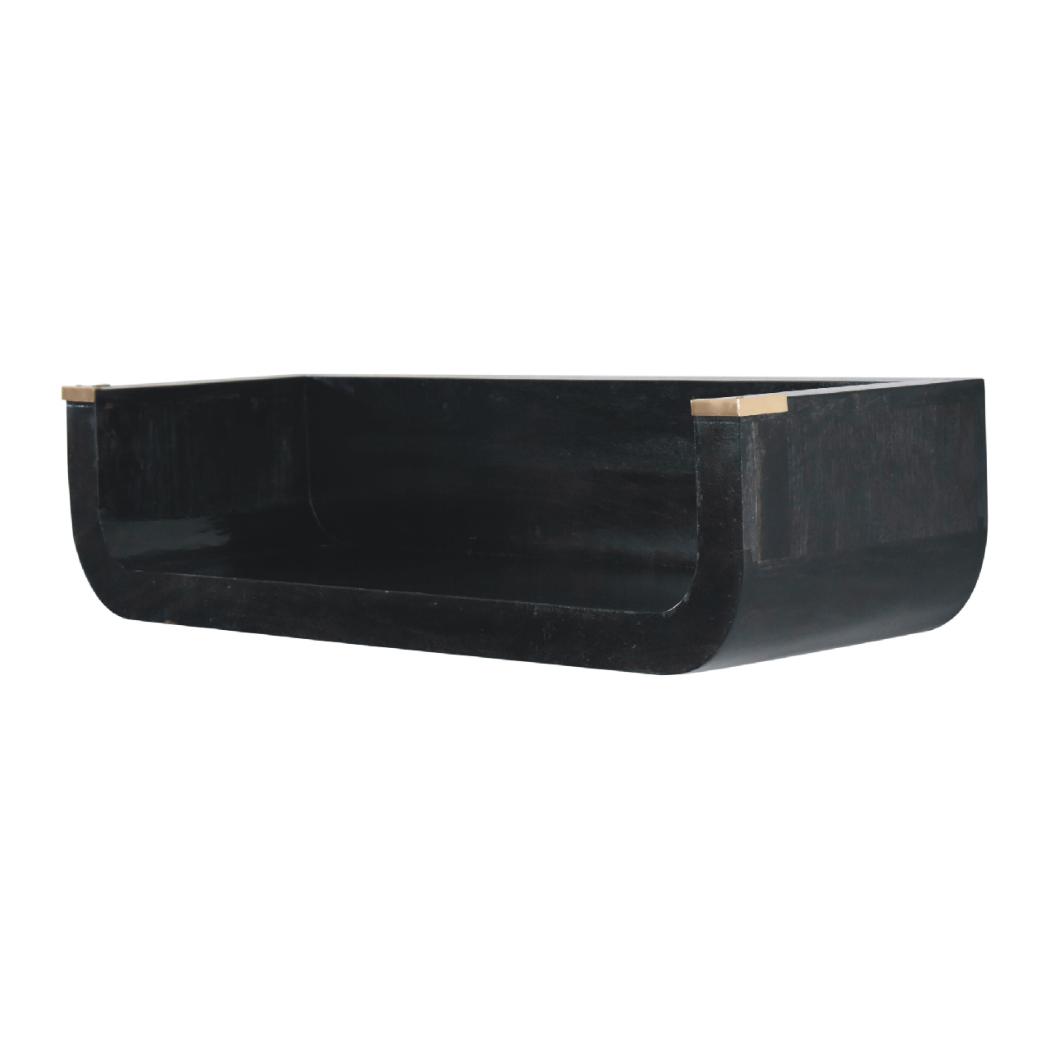 Indira Floating Console Table | Solid Mango Wood | Ash Black Finish | Wall-Mounted Entryway Shelf