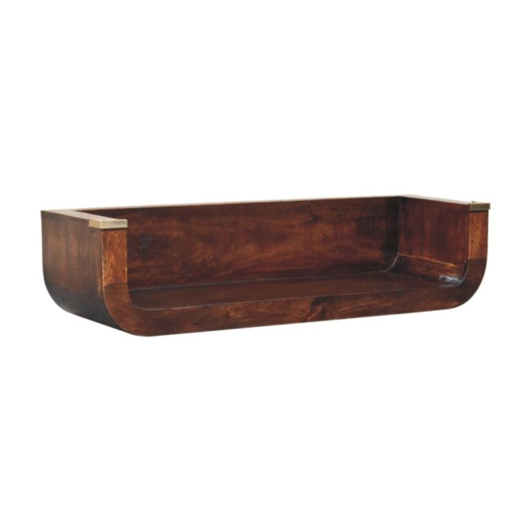 Indira Floating Console Table | Solid Mango Wood | California Walnut Finish | Wall-Mounted Shelf