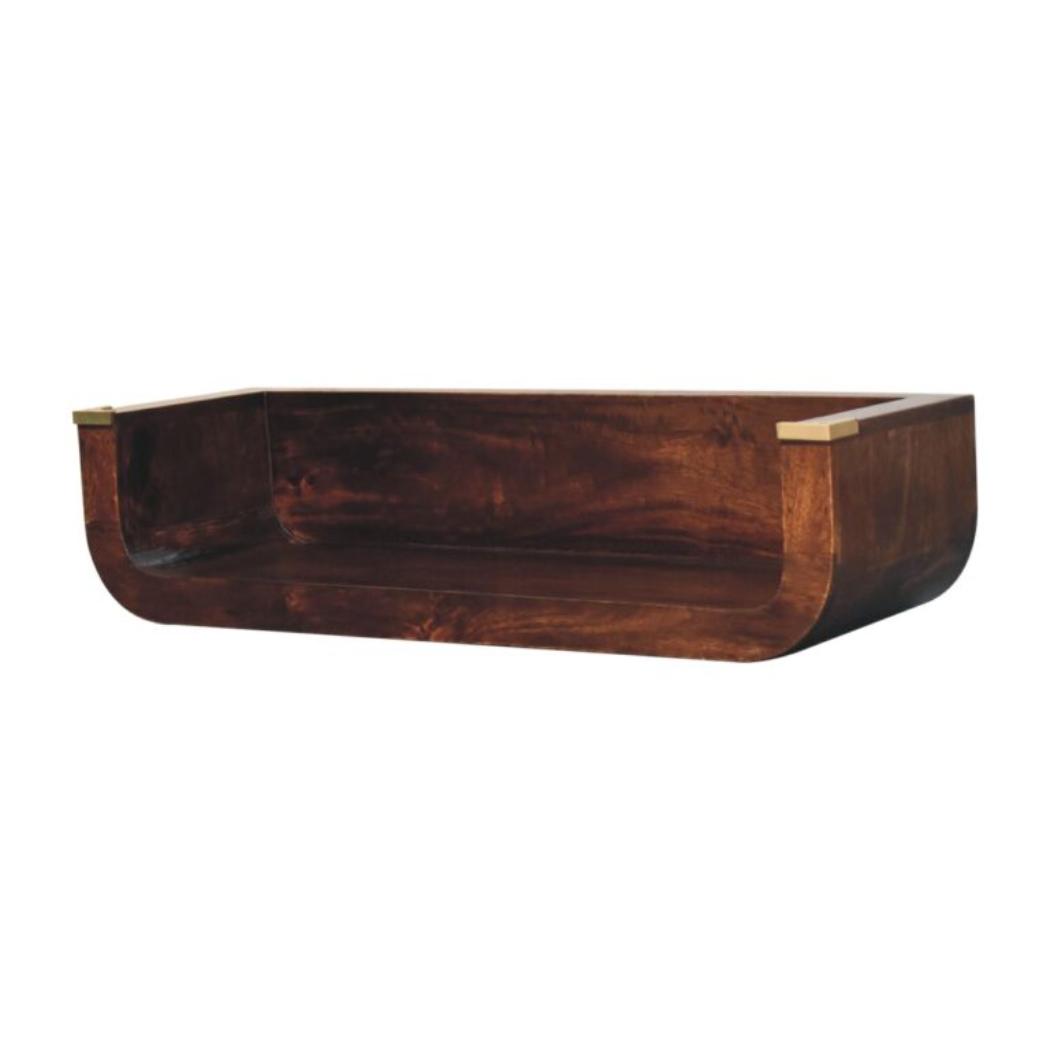 Indira Floating Console Table | Solid Mango Wood | California Walnut Finish | Wall-Mounted Shelf