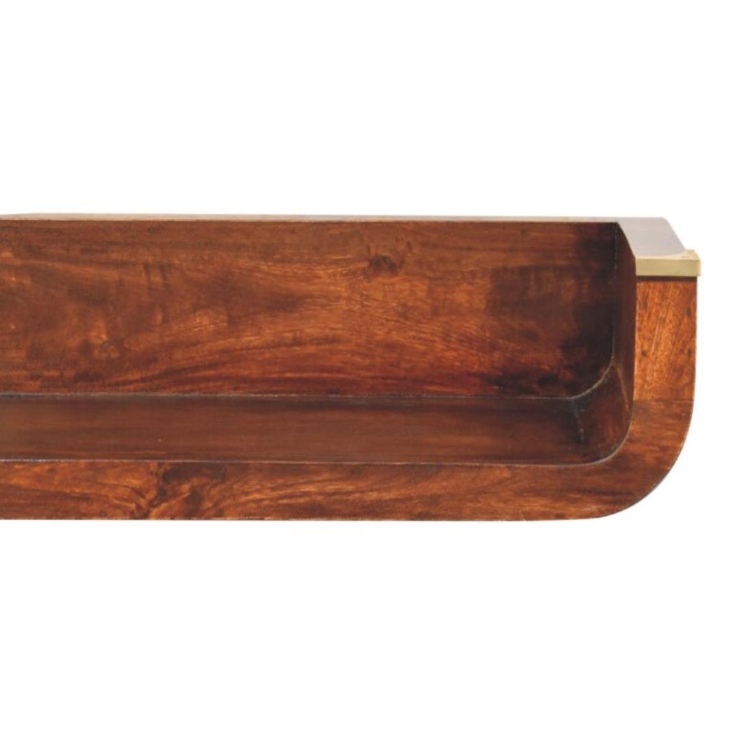 Indira Floating Console Table | Solid Mango Wood | California Walnut Finish | Wall-Mounted Shelf