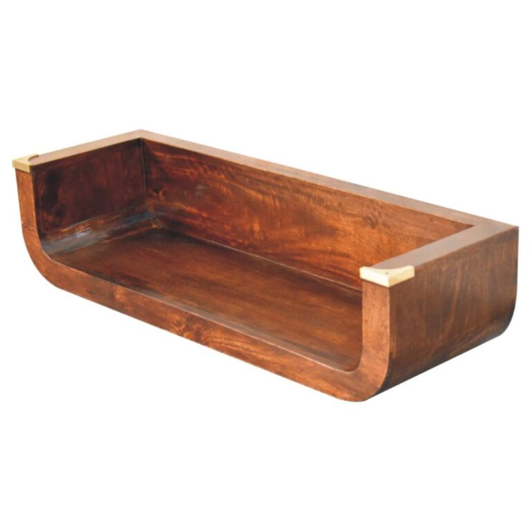 Indira Floating Console Table | Solid Mango Wood | California Walnut Finish | Wall-Mounted Shelf