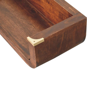 Indira Floating Console Table | Solid Mango Wood | California Walnut Finish | Wall-Mounted Shelf