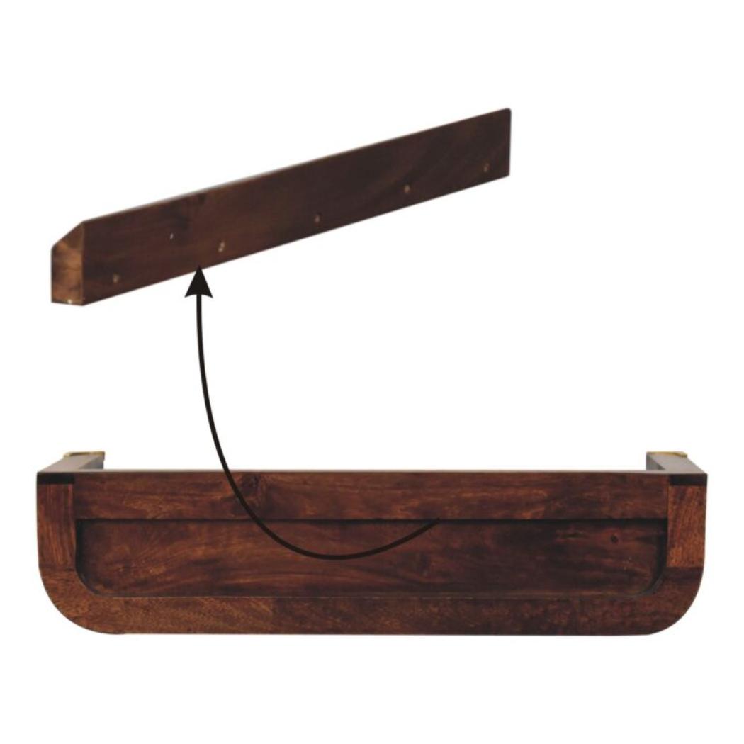 Indira Floating Console Table | Solid Mango Wood | California Walnut Finish | Wall-Mounted Shelf