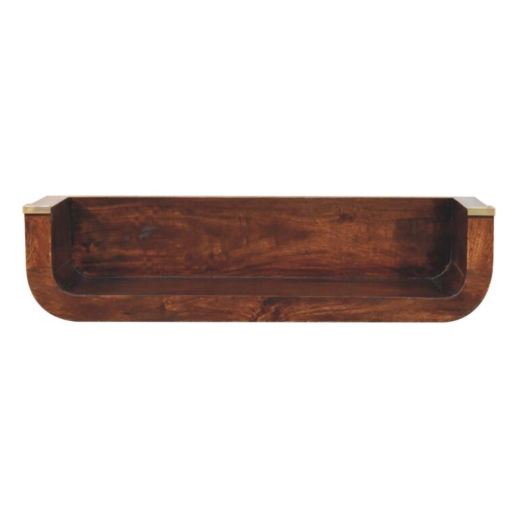 Indira Floating Console Table | Solid Mango Wood | California Walnut Finish | Wall-Mounted Shelf
