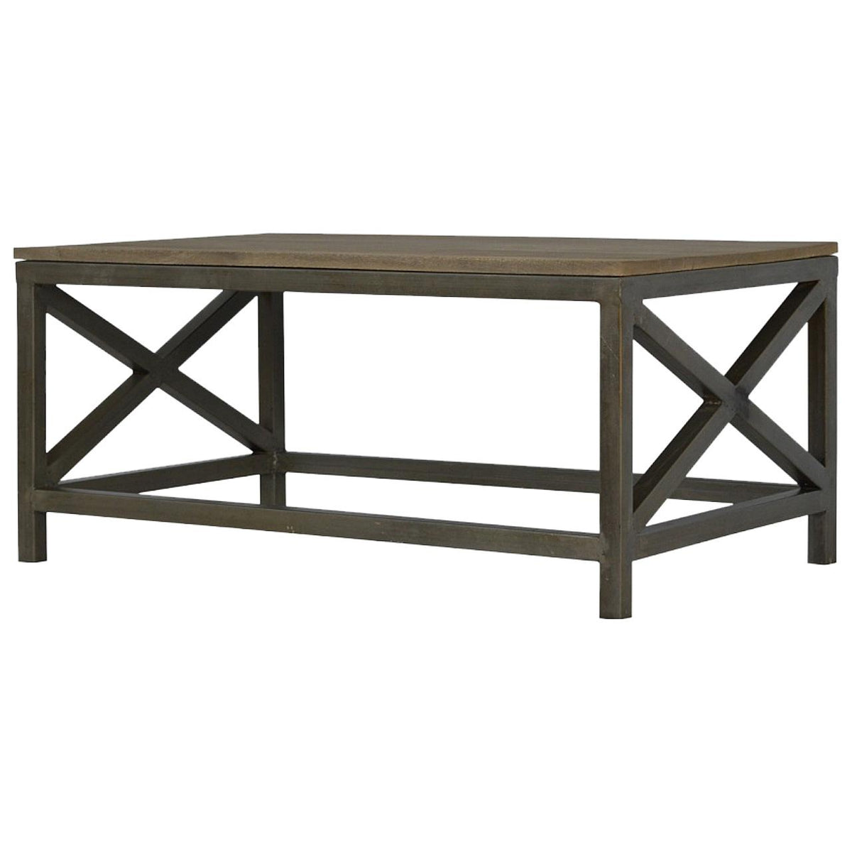 Industrial Cross Metal Coffee Table | Oatmeal Finish | Rustic-Industrial Design