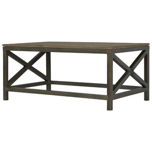 Industrial Cross Metal Coffee Table | Oatmeal Finish | Rustic-Industrial Design