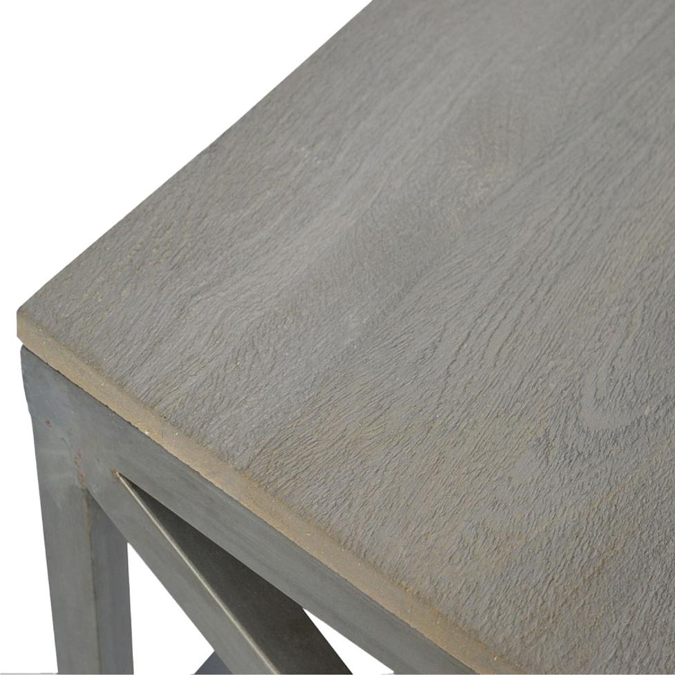 Industrial Cross Metal Coffee Table | Oatmeal Finish | Rustic-Industrial Design