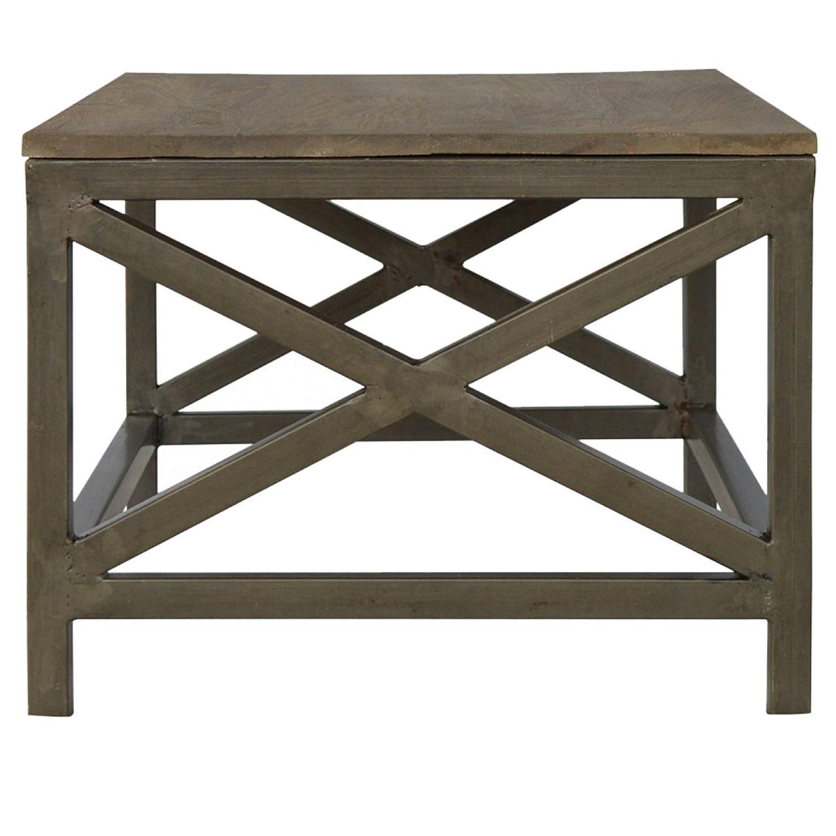 Industrial Cross Metal Coffee Table | Oatmeal Finish | Rustic-Industrial Design