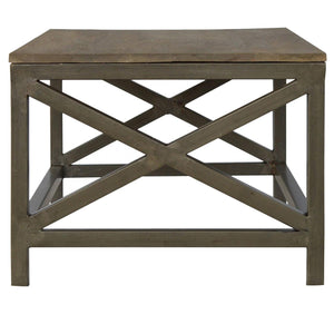 Industrial Cross Metal Coffee Table | Oatmeal Finish | Rustic-Industrial Design