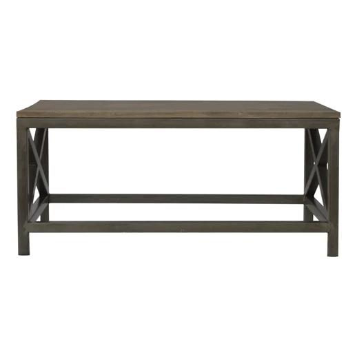 Industrial Cross Metal Coffee Table | Oatmeal Finish | Rustic-Industrial Design